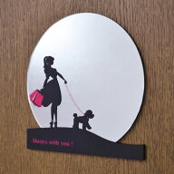 丸型ミラー ウォールミラー お洒落な鏡 《 12種類 》【Mサイズ】 犬. ちょっと見ラー 軽量なのでドアにも…