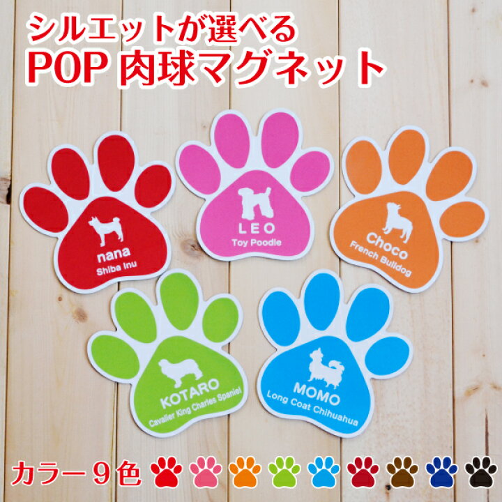 楽天市場 P10倍 エントリーでp19倍 犬 猫 肉球 型 マグネット 選べる9色 犬種 名入れ Uvカット仕上げ 耐水 車貼付け Ok オーナーグッズ 犬 猫 車 屋外 プレゼント 父の日 母の日 ペットグラフィックプロダクト