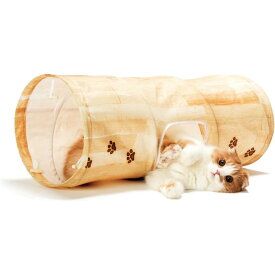 猫壱 necoichi キャットトンネルスパイラル 木目柄 猫 トンネル 肉球模様 かわいい たためる コンパクト ねこ ネコ