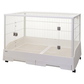 【在庫有・即納】GEX(ジェックス) クリアフロント80　小動物用 ウサギ用 ケージ 天面ワイヤーパネル 2分割すのこ キャスター付