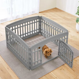 アイリスオーヤマ ペットサークル CI-604 グレー Mサイズ 犬小屋 ケージ サークル 折りたたみサークル フェンス ドッグハウス