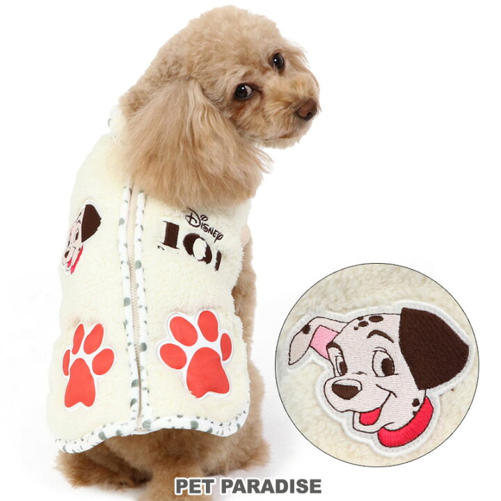 楽天市場 対象衣類を含む円でマフラープレゼント 犬の服 犬 冬服 ディズニー １０１匹わんちゃん 背中開き ベスト 小型犬 ジップアップ クリスマス 背開き 冬服 暖かい 着せやすい 防寒 あったか おしゃれ かわいい ペットウエア ペットウェア ペット