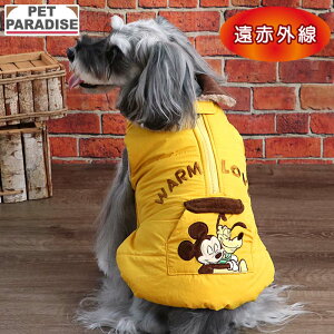 ディズニー ミッキーマウス 犬 服 冬 襟付き 綿入 ベスト 小型犬 | 遠赤外線 暖かい 防寒 防寒対策 ブランド カジュアル おしゃれ かわいい かっこいい イエロー