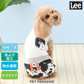 【390円OFFクーポン対象】犬 服 春夏 犬 服 クール 接触冷感 Lee ロンパース 小型犬 牛柄 | パジャマ ルームウェア 着せやすい おしゃれ かっこいい 猫 ペットウェア 涼感 冷却 吸水速乾 虫除け クールマックス エコメイド リー lee