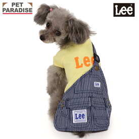 【880円OFF】【P5倍】ペットパラダイス公式 Lee 犬 服 春 ヒッコリー ワンショルダー スカート つなぎ 小型犬 | イエロー ブランド カジュアル おしゃれ かわいい 春物衣料 ユニセックス 男の子 女の子 lee リー