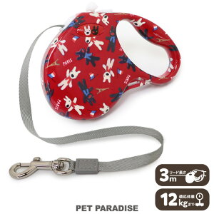 リサとガスパール 犬 伸縮 リード 小型犬 | 秋冬 軽量 ロック式 自動リード ロングリード 巻き取り式 おさんぽ おでかけ お出掛け おしゃれ オシャレ かわいい 3m