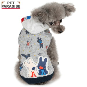 リサとガスパール 犬 服 秋 総柄 パーカー 小型犬 | ブランド カジュアル おしゃれ かわいい かっこいい グレー