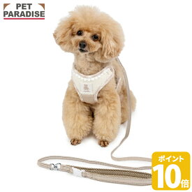 【ポイント10倍】【880円OFF】【ペットパラダイス公式】 犬 ハーネス リード くまちゃん チェック リード付きハーネス 一体型 | ベージュ 反射 安全 安心 事故防止 おでかけ お出かけ お散歩 おさんぽ おしゃれ かわいい