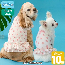 【500円OFFクーポン】犬 夏服 犬 服 クール 接触冷感 苺柄 Tシャツ 小型犬 中型犬 大型犬 暑さ対策 | ピンク 吸水 速乾 虫対策 タッチワンプラス おしゃれ かわいい 夏