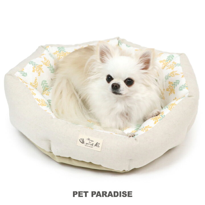 楽天市場 ポイント10倍 犬 ベッド おしゃれ カドラーベッド 45cm ミモザ柄 犬 猫 ベッド マット 小型犬 介護 おしゃれ かわいい ふわふわ あごのせ ペットパラダイス