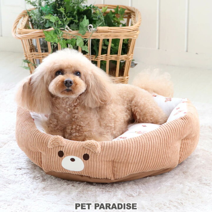 楽天市場 300円offｸｰﾎﾟﾝ対象 犬 ベッド おしゃれ カドラーベッド 45cm くまさん 月間送料無料 顔 猫 小型犬 介護 ふわふわ 通年 春 夏 秋 冬 クッション ソファ カドラー おしゃれ 室内 丸型 ペットパラダイス