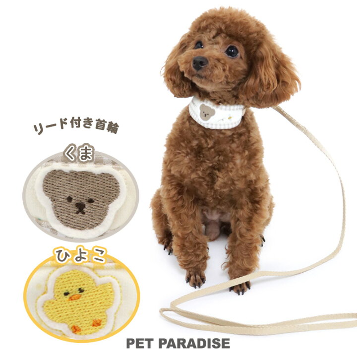 楽天市場 犬 首輪 リード付き ４ｓ ｓｓ ひよこ くま 小型犬 おさんぽ おでかけ お出掛け おしゃれ オシャレ かわいい ペットパラダイス