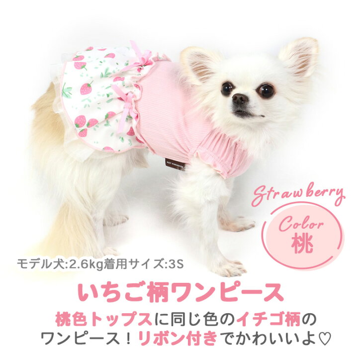 楽天市場 犬 服 春服 ワンピース 小型犬 女の子 苺 いちご イチゴ 野いちご 赤 桃 ペットウエア ペットウェア ドッグウエア ドッグウェア ベビー 超小型犬 小型犬 メール便可 ペットパラダイス