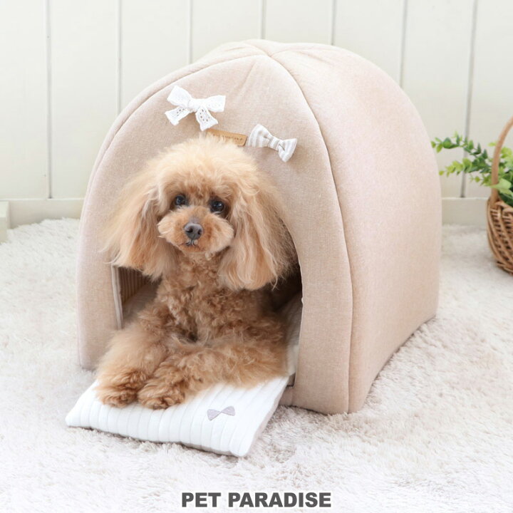 楽天市場 300円offｸｰﾎﾟﾝ対象 犬 ベッド おしゃれ 折畳み ハウス 38 40cm リボン 月間送料無料 シンプル ナチュラル 犬 猫 ベッド ベット ハウス 小型犬 インテリア 介護 あごのせ おしゃれ かわいい ふわふわ 通年 クッション カドラー プレゼント ペット