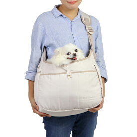 犬 スリング キャリーバッグ 【超小型犬】【小型犬】キルティング | ベージュ チェック柄 底板付き ショルダー バッグ ペットスリング 軽量 斜めがけ おしゃれ シンプル ペットキャリー