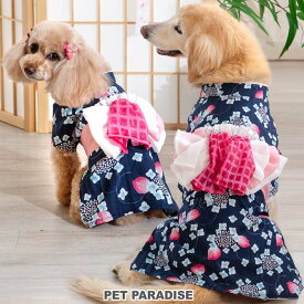 【最大2000円OFFクーポン】【P10倍】【880円OFF】犬 浴衣 夏 あじさい 花柄 小型犬 中型犬 大型犬 | ネイビー レトロ 女の子 帯付き お祭り イベント コスチューム かわいい おしゃれ 和装 和柄 縁日 夏休み 涼しい 夏服 犬 服