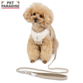 【ポイント10倍】【880円OFF】【ペットパラダイス公式】 犬 ハーネス リード くまちゃん チェック リード付きハーネス 一体型 | ベージュ 反射 安全 安心 事故防止 おでかけ お出かけ お散歩 おさんぽ おしゃれ かわいい