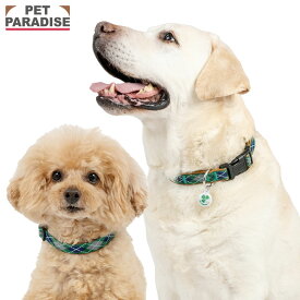 【P10倍】ペットパラダイス公式 犬 首輪 チェック柄 首輪 小型犬 中型犬 大型犬 | グリーン アーガイル 反射 チャーム付き 安全 安心 事故防止 おでかけ お散歩 おしゃれ かわいい