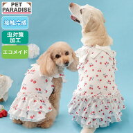 【ペットパラダイス公式】 犬 服 夏 苺柄 ワンピース 小型犬 中型犬 大型犬 | フリル リボン レース ホワ…