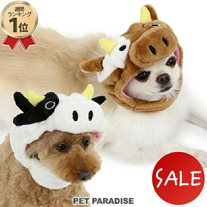 楽天市場 犬 セール 犬 帽子 牛 小型犬 アウトレット Sale 返品交換不可 仮装 小物 被り物 おもしろ イヌ おしゃれ かわいい コスチューム うし ウシ Sns インスタ映え 着ぐるみ コスチューム コスプレ かわいい 干支 メール便可 ペットパラダイス