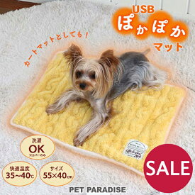 犬 セール ペット用 ホットカーペット 犬 猫 ペット 用品 あったか 寒さ対策 ぽかぽか USB あったかマット (55×40cm) | アウトレット sale 【返品交換不可】 イエロー あったかグッズ 安全 節電 省エネ 暖房 ペット用 暖房器具 ペットヒーター プレゼント 電気毛布