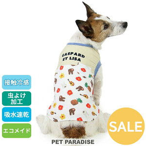 セール 犬 服 春夏 リサとガスパール Tシャツ 小型犬 クール 接触冷感 アロハ柄 | アウトレット sale 【返品交換不可】 夏 吸水速乾 ひんやり メッシュ 虫よけ 虫除け ペット服 着せやすい おし