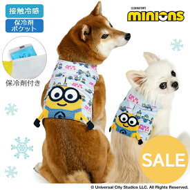 【P5倍】ミニオン セール 犬 クールネック クール 接触冷感 夏 アイス柄 クールベスト 小型犬 中型犬 暑さ対策 | アウトレット sale 返品交換不可 ブルー 保冷剤 ひんやり ネッククーラー 首元 犬の服 涼感 冷却 おしゃれ