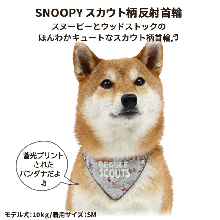 楽天市場 300円クーポン対象 犬 首輪 スヌーピー ｓｍ 反射 ビーグルスカウト柄 グッズ 小型犬 おさんぽ おでかけ お出掛け おしゃれ オシャレ かわいい キャラクター メール便可 ペットパラダイス