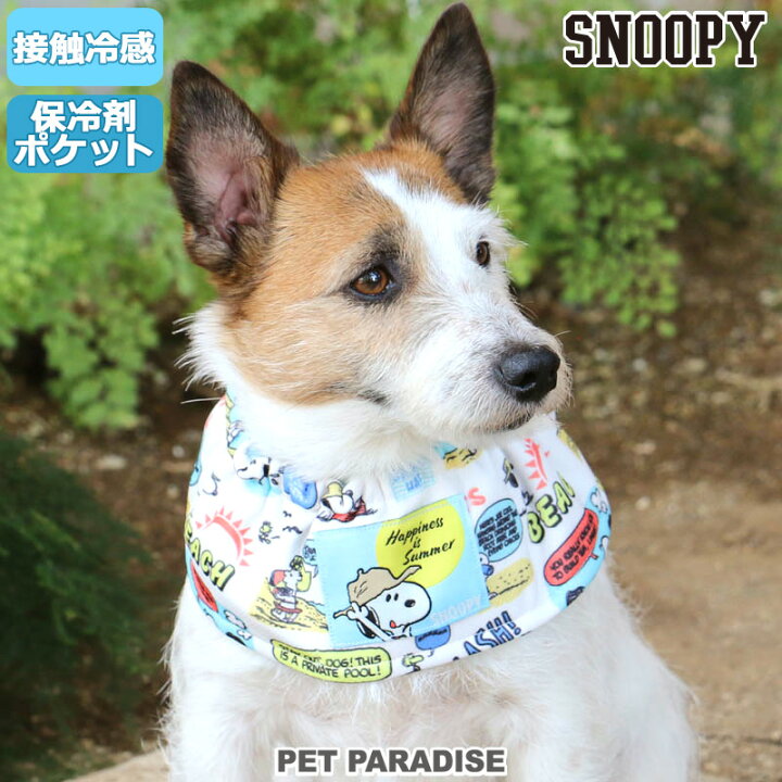 楽天市場 犬 クールネック クール バンダナ ひんやり 夏 保冷剤付き スヌーピー ハッピーサマー ネッククーラー 小型犬 首元 ひんやり バンダナ ひんやり 涼感 冷却 吸水速乾 キャラクター メール便可 ペットパラダイス