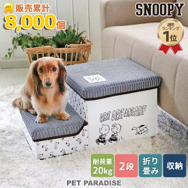 【最大2000円OFFクーポン】犬 ステップ 階段 スヌーピー 2段 ステップ 収納付きフレンズ柄 | グッズ ソファ ベッド 昇り降り ヘルニア予防 ケガ防止 介護用品 犬用 ペット キャラクター