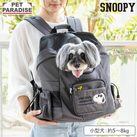 【P5倍】ペットパラダイス公式 スヌーピー 犬 キャリーバッグ ジョークール オープンリュック 小型犬 | 飛び出し防止ストラップ　コンパクトクーラー対応 キャリーケース キャリー 通院 お出かけ 旅行 避難 おしゃれ ペットキャリー
