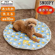 【P5倍】【880円OFF】ペットパラダイス公式 遠赤外線 犬 マット 冬 スヌーピー （70cm） ブルー | 洗える…