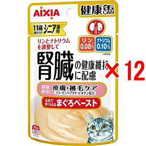 【12袋セット】アイシア 健康缶パウチ 11歳頃からのシニア猫用 皮膚・被毛ケア まぐろペースト 40g×12袋