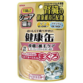 アイシア 健康缶パウチ シニア猫用 皮膚・被毛ケア 40g（猫用ウェット レトルトパウチ）