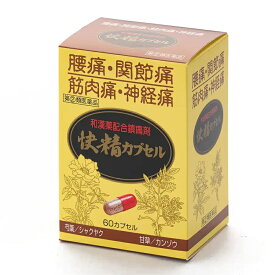 【第(2)類医薬品】解熱鎮痛薬 快精カプセル(60カプセル) 腰痛 関節痛 筋肉痛 肩こり痛 神経痛 打撲痛 骨折痛 捻挫痛 頭痛 歯痛 抜歯後の疼痛 咽喉痛 耳痛 月経痛 生理痛 外傷痛の鎮痛 悪寒・発熱時の解熱 解熱剤 鎮痛剤