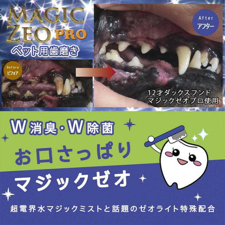 楽天市場 歯科医師推奨 ワンちゃんの歯石除去 デンタルケアにおすすめ 犬 猫 歯の黄ばみ 歯石 除去 歯磨き粉 Edog Japan マジック ゼオ プロ 1セット ペットスタジオ