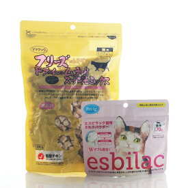 esbilac エスビラック 猫用 ミルクパウダー 70g×ママクック フリーズドライのムネ肉スナギモミックス 猫用(120g) ドッグフード 乳酸菌 粉ミルク