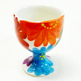 □スペイン陶器□ハエンエッグスタンドフラワー 119MF