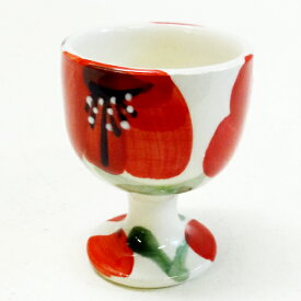 □スペイン陶器□ハエンエッグスタンドレッドフラワー 119APH