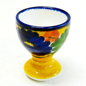 □スペイン陶器□ハエンエッグスタンドG＆Bフラワー 119N