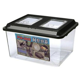 ◇ミタニ プラケースLL スリットフタ | プラケース 飼育容器 特大 昆虫 ザリガニ メダカ 飼育用品 小動物 ブラック プラスチックケース 虫かご 両生類 水槽 手軽 飼育セット フタ付き エサやり 便利 ケース ペット用品 フェレット用品 透明ケース 小動物ケージ