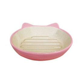 ◇プラッツ イージーダイナー キャットディッシュ ピンク | ペット 猫 キャットディッシュ 食器 ピンク 陶器 ネコ フード ねこ 食事 かわいい デザイン ペット用品 ドライフード ウェットフード 餌入れ ボウル 食器用 便利 グッズ キッチン用品 猫用食器