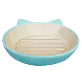 ◇プラッツ イージーダイナー キャットディッシュ ライトブルー | ペット用品 猫用食器 キャットディッシュ 食器 猫 食器 ボウル ペットレジオスデザイン 陶器 食器 波型 デザイン ライトブルー ごはん 食べやすい 猫フード ドライフード ウェットフード 食事用