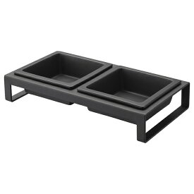 ◇山崎実業 4207ペットフードボウルスタンドセットタワーブラック | ペットフードボウル ペット用 食器 スタンド 犬 猫 フードボウル 水入れ 給水器 陶器 おしゃれ シンプル モダン リビング えさ入れ エサ入れ 飲み物 フード台 餌皿 給餌器 多頭飼い スチール