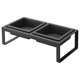 ◇山崎実業 4745ペットフードボウルスタンドセットタワートールブラック | ペットフードボウル ペット用食器 山崎実業 タワー tower フードボウル スタンド 食器 セット エサ台 水入れ 陶器 フードボウルスタンド トール 高さ10cm 滑り止め お手入れ簡単 インテリア