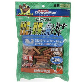 ◇ドギーマンハヤシ食品 ヘルシーエクセル ササミ&野菜+魚入りジャーキーフード 400g | 犬フード おやつ ジャーキー ササミ ドギーマン 低脂肪 総合栄養食 野菜 魚 鶏肉 幼犬 成犬 おやつスナック ドライフード 健康食品 鶏ささみ 緑黄色野菜 食べやすい カットタイプ