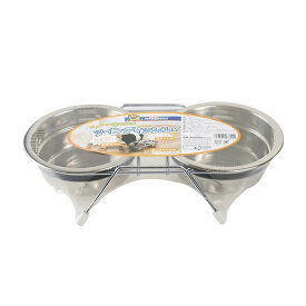 ◇ドギーマンハヤシ カタカタ鳴らないツインディッシュ M | ドギーマン ステンレス食器 カタカタ鳴らない 給餌器 ペット食器 餌皿 エサ皿 ボウル 犬用食器 食器耐久性 ステンレス製 滑り止め付き 犬用ボウル 給水器 中型犬 大型犬 超大型犬 食器洗い方 防音機能