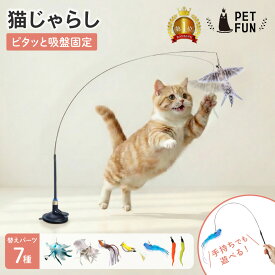 【8％オフクーポン！市場の日限定】猫じゃらし 吸盤土台付き 替え7種 ロング 長い 鳥の羽 猫 おもちゃ 運動不足解消 ストレス発散 キャットトイ 猫用 安全 棒 人気 PETFUN ペットファン