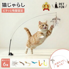 【5/18限定8%OFFクーポン配布！】猫じゃらし 吸盤土台付き 替え7種 ロング 長い 鳥の羽 猫 おもちゃ 運動不足解消 ストレス発散 キャットトイ 猫用 安全 棒 人気 PETFUN ペットファン