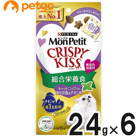 モンプチ クリスピーキッス 総合栄養食 キャットニップ入り贅沢お魚＆チキン味 24g×6【まとめ買い】